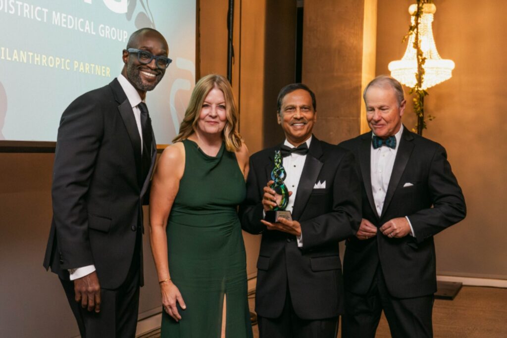 Board Member Sel Nutor, Valleywise Health Foundation CEO Lisa Hartsock, Honoree DMG CEO Kote Chundu & Valleywise Health CEO & Valleywise Health Foundation Board Member Steve Purves